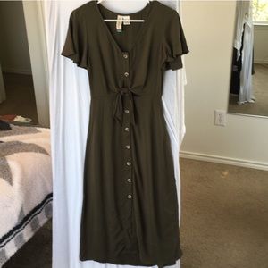 Olive green midi dress